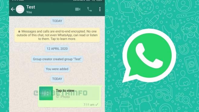 This is what a self-destructing image will look like in a WhatsApp chat.