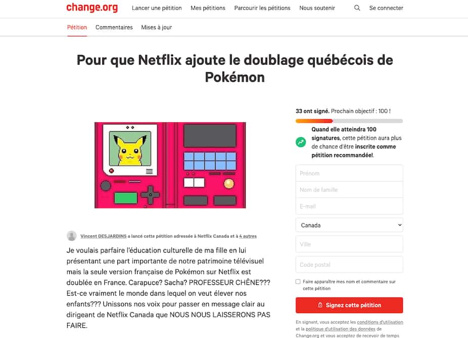 Petition to dubbing Quebec on Netflix

