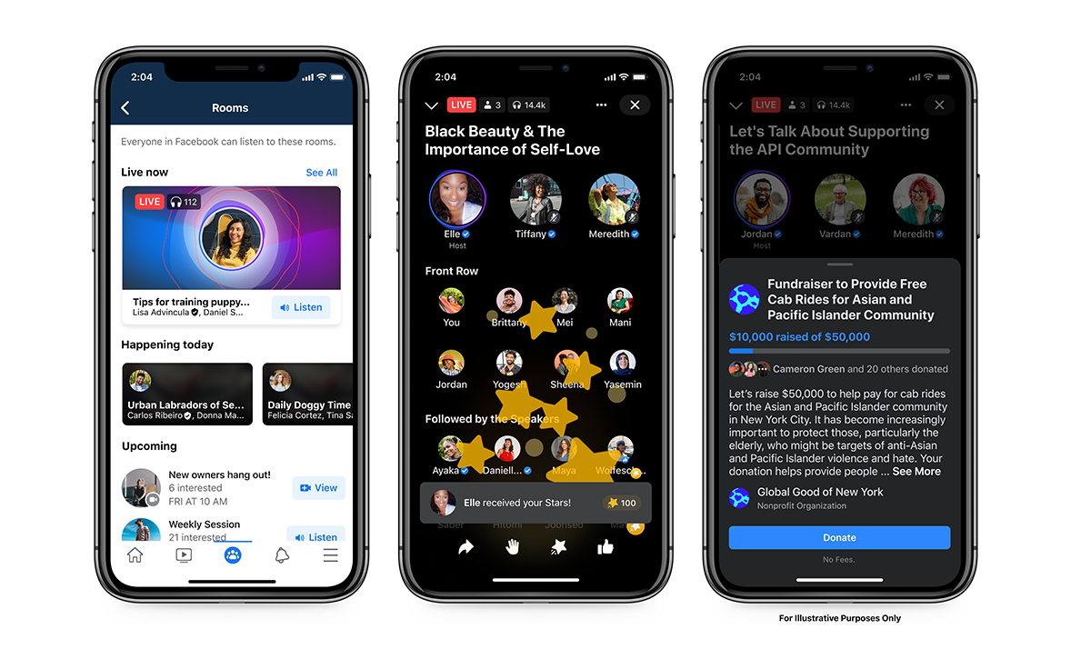 Facebook launches live audio rooms and embed podcasts

