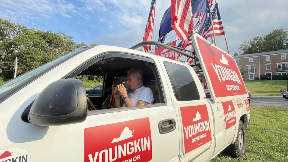 Jim Wilson, a Republican activist, displays his colors in Virginia.