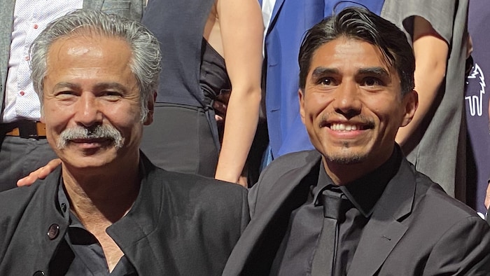 Photo of Marco Ledesma and Jorge Antonio Guerrero at the movie premiere.