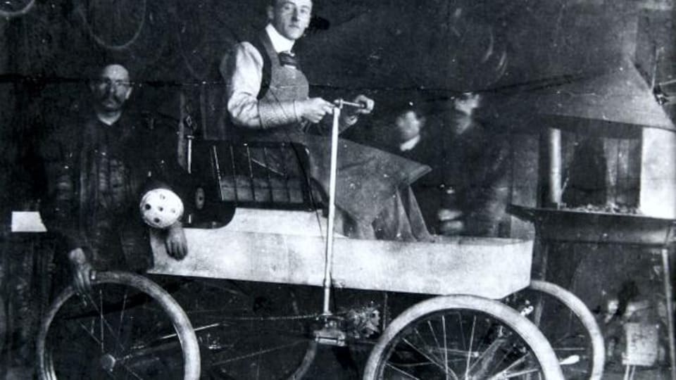 File photo of George Foot Foss driving his Fossmobile. 