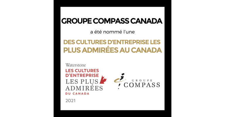 Compass Group Canada has named one of Canada's most impressive corporate cultures for 2021

