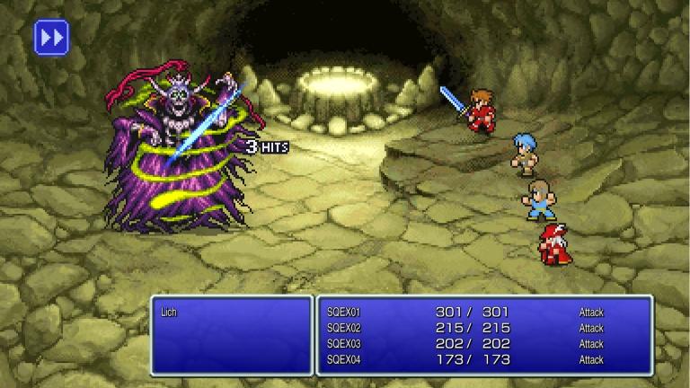 Battle scene in Final Fantasy Pixel Remaster