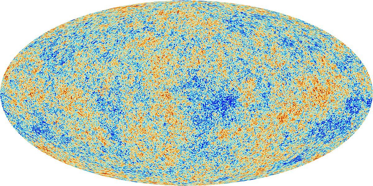 The cosmic microwave background as imaged by the Planck satellite, which makes it possible to distinguish hot and cold regions in the universe.