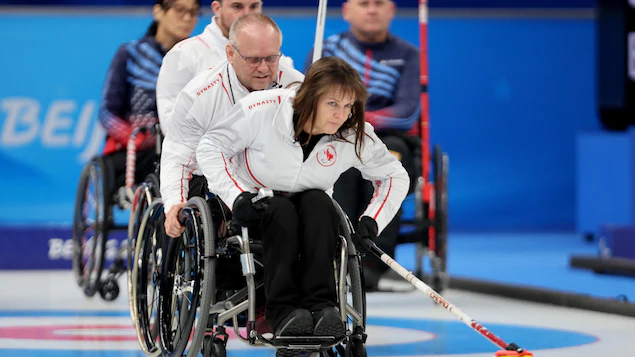 Beijing 2022 Winter Paralympic Games - Wheelchair Curling - United States v Canada - National Aquatics Center, Beijing, China - March 7, 2022. Dennis Thiessen of Canada in action. REUTERS/Soe Zeya Tun