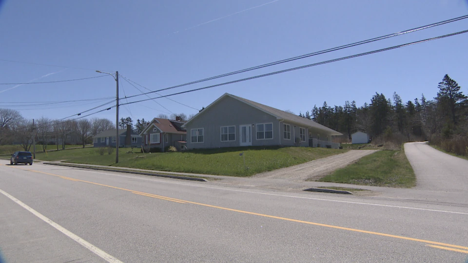 The one-story house is located on Highway 1, in Meteghan, opposite Villa Acadienne.