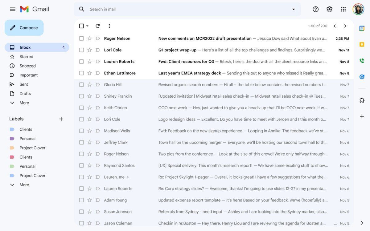 Gmail UI 2022 Web