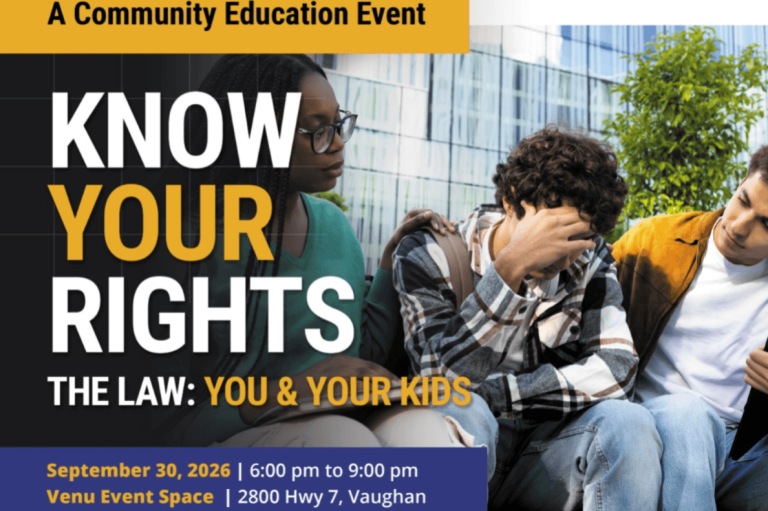 Vaughan Event to Help Parents Navigate Legal Issues Affecting Youth and Families Vaughan Event to Help Parents Navigate Legal Issues Affecting Youth and Families